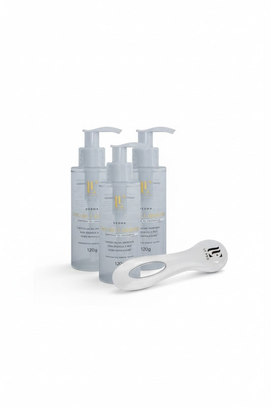 KIT GEL DE LIMPEZA CONTROLE DE OLEOSIDADE + MASSAGEADOR