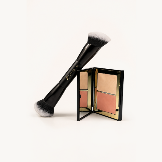 KIT CREAM COLOR PEACH BLUSH E ILUMINADOR + PINCEL B03